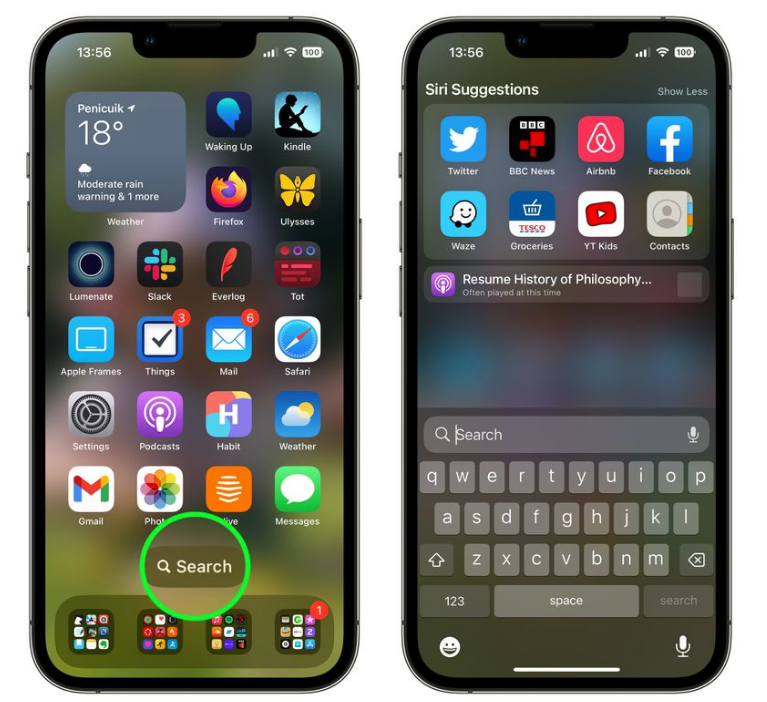 海陵苹果手机维修分享升级到 iOS 16 后，如何删除主屏幕上的搜索按钮 