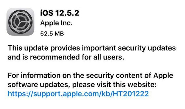 海陵苹果手机维修分享iOS12.5.2发布，建议所有老苹果用户安装 